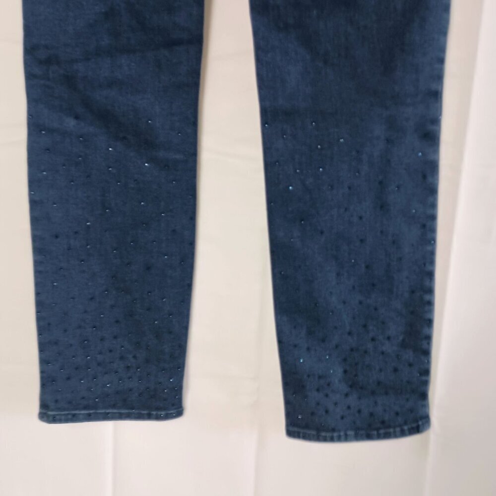 NYDJ Alina High Rise Slim Leg Jegging Jeans Sz 12 Blue Sparkle Stretch Denim - Picture 6 of 9